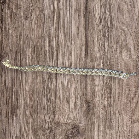 Cuban Link 7” Bracelet with CZs on top of links, Back side Plain - Picture 3 of 4